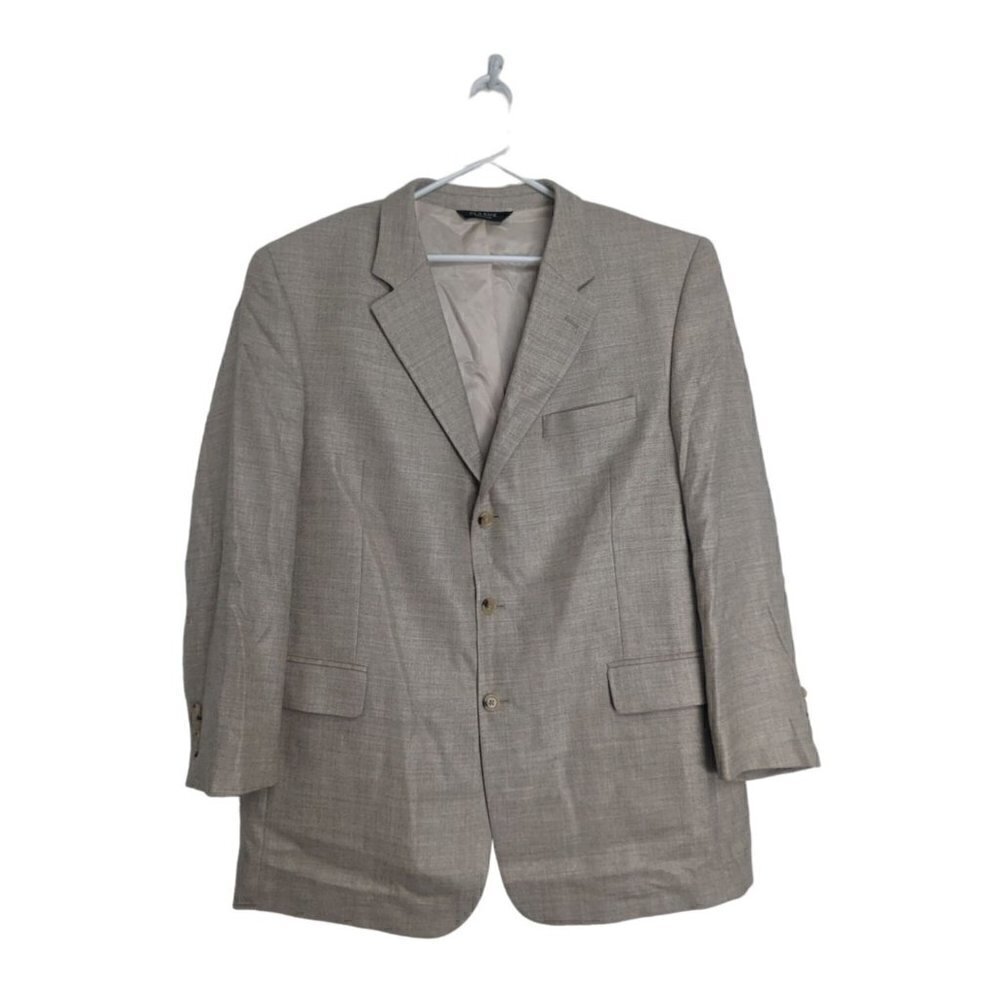 Jos A Bank Tan Grey Wool Bamboo Rayon 3 Button Sport Coat Jacket Blazer Sz 48L
